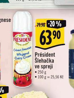 Albert Président šlehačka ve spreji nabídka