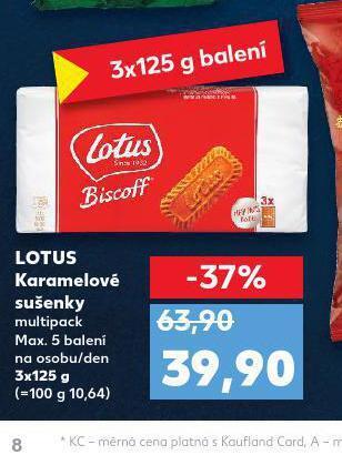 Kaufland Lotus karamelové sušenky nabídka