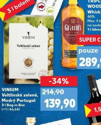 Kaufland Vinium veltínské zelené nabídka