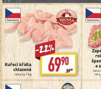 Billa Kuřecí křídla chlazená nabídka