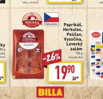 Billa Paprikáš nabídka