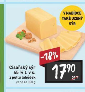 Billa Císařský sýr 45% nabídka