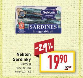Billa Nekton sardinky nabídka