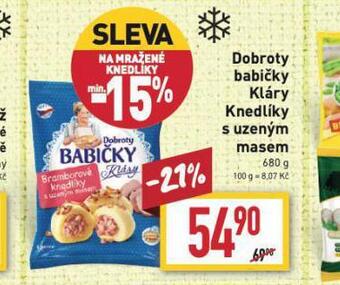 Billa Dobroty babičky kláry knedlíky s uzeným masem nabídka