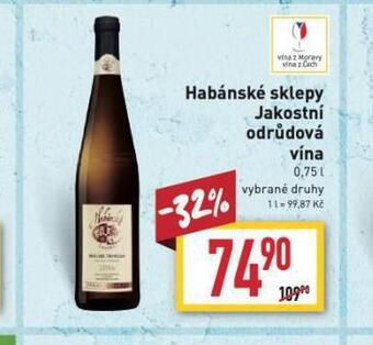 Billa Habánské sklepy jakostní odrůdová vína nabídka