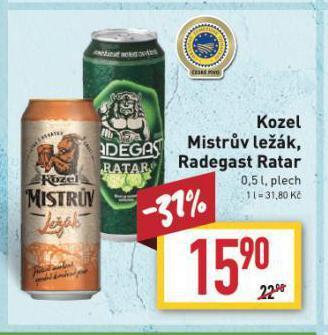 Billa Velkopopovický kozel mistrův ležák nabídka