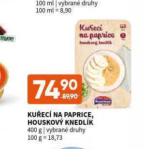 Terno Kuřecí na paprice, houskový knedlík nabídka