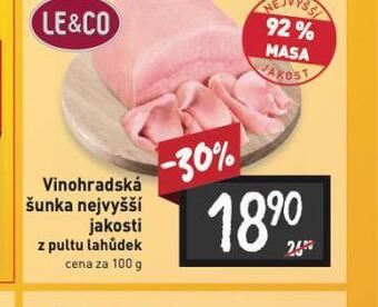 Billa Vinohradská šunka nejvyšší jakosti nabídka