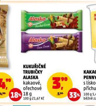 Penny Market Kukuřičné trubičky alaska nabídka
