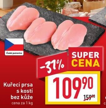 Billa Kuřecí prsa s kostí bez kůže 1kg nabídka