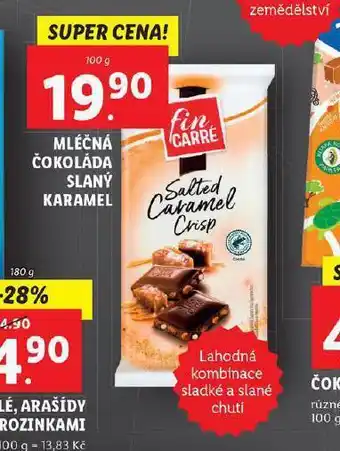 Lidl Mléčná čokoláda slaný karamel nabídka