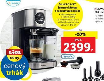Lidl Espresso kávovar s napěňovačem mléka nabídka
