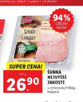 Lidl Šunka nejvyšší jakosti nabídka