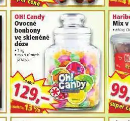 Oh! candy ovocné bonbony ve skleněné dóze