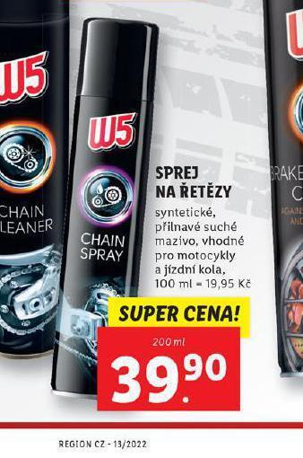 Lidl W5 sprej na řětězy nabídka