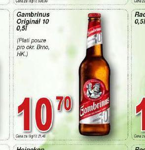 Lidl Pivo gambrinus originál 10 nabídka