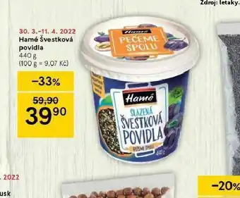 Tesco Hamé švestková povidla nabídka