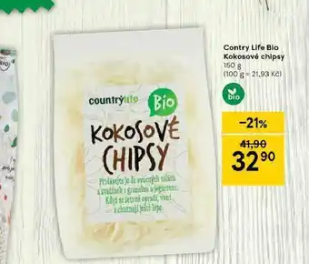 Tesco Country life bio kokosové chipsy nabídka