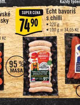 Jip Echt bavoriš s chilli nabídka