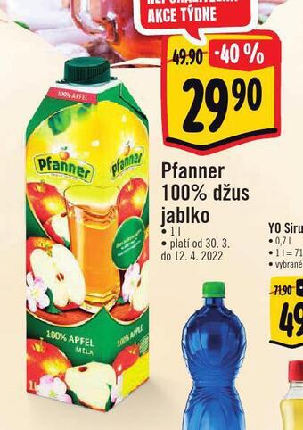 Albert Pfanner 100% džus nabídka