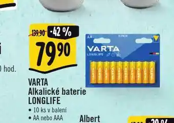Albert Varta alkalické baterie longlife nabídka
