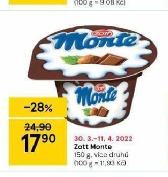 Tesco Zott monte nabídka