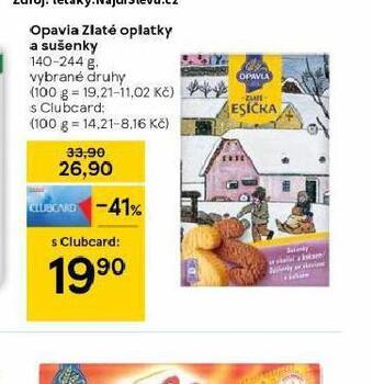 Tesco Opavia zlaté oplatky a sušenky nabídka