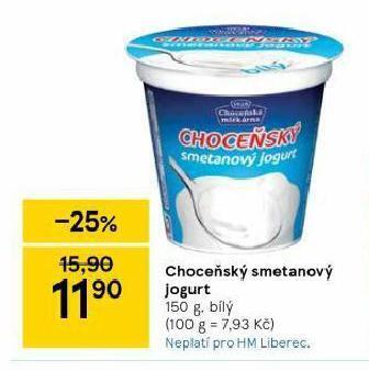 Tesco Choceňský smetanový jogurt nabídka