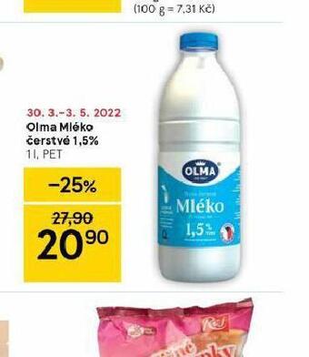 Tesco Olma mléko čerstvé 1,5% nabídka