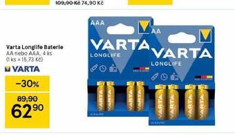 Tesco Varta long life baterie nabídka