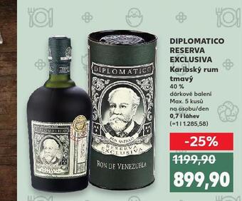 Kaufland Diplomatico reserva exclusiva karibský rum tmavý nabídka