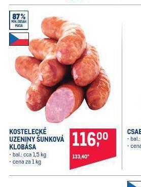Makro Kostelecké uzeniny šunková klobása nabídka
