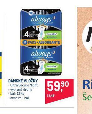 Makro Always dámské vložky nabídka