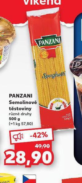 Kaufland Panzani semolinové těstoviny nabídka