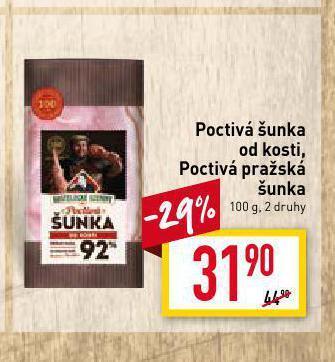 Billa Poctivá pražská šunka nabídka