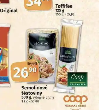Coop Semolinové těstoviny nabídka