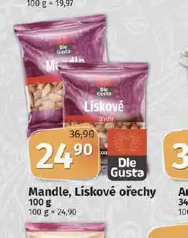 Mandle, lískové ořechy