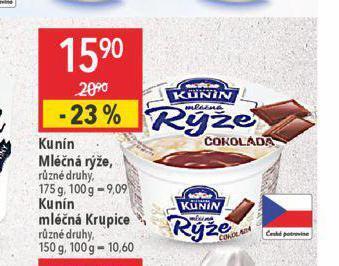 Globus Kunín mléčná rýže nabídka