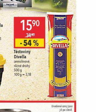 Globus Těstoviny divella nabídka