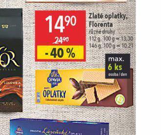 Globus Zlaté oplatky, florenta nabídka
