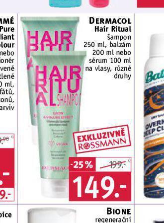 Rossmann Dermacol hair ritual šampon, balzám nabídka