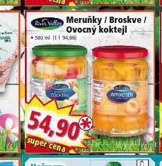 Norma Meruňky / broskve / ovocný koktejl nabídka