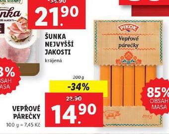 Lidl Vepřové párečky nabídka
