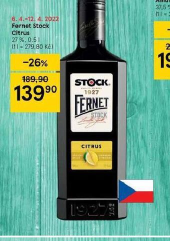 Tesco Fernet stock citrus nabídka