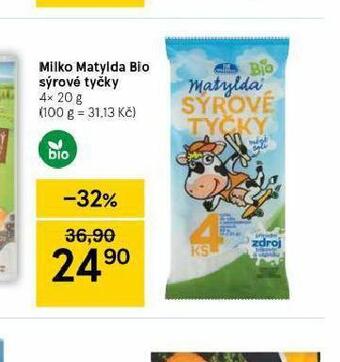 Tesco Milko matylda bio sýrové tyčky nabídka