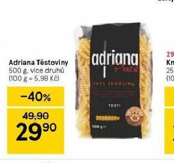 Tesco Adriana těstoviny nabídka