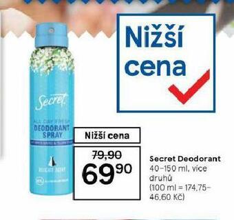 Tesco Secret deodorant nabídka