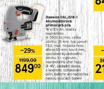 Daewoo akumulátorová přímočará pila