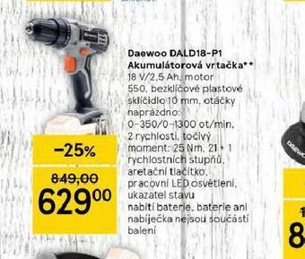 Tesco Daewoo akumulátorová vrtačka nabídka
