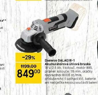 Tesco Daewoo akumulátorová úhlová bruska nabídka